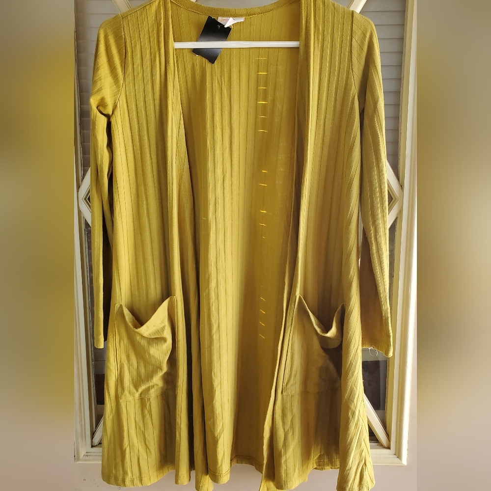 LuLaRoe Golden Yellow Mustard Open Front Cardigan